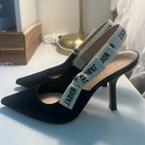 J'ADIOR SLINGBACK PUMP in Black Technical Fabric
